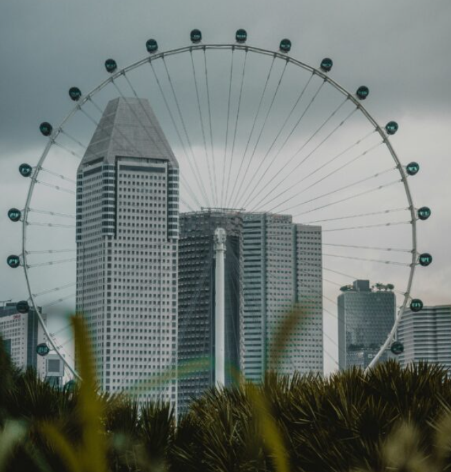 Singapore Flyer giant observation wheel skyline view