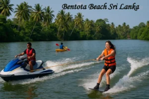 Bentota Beach Sri Lanka with jet skiing and water skiing activities