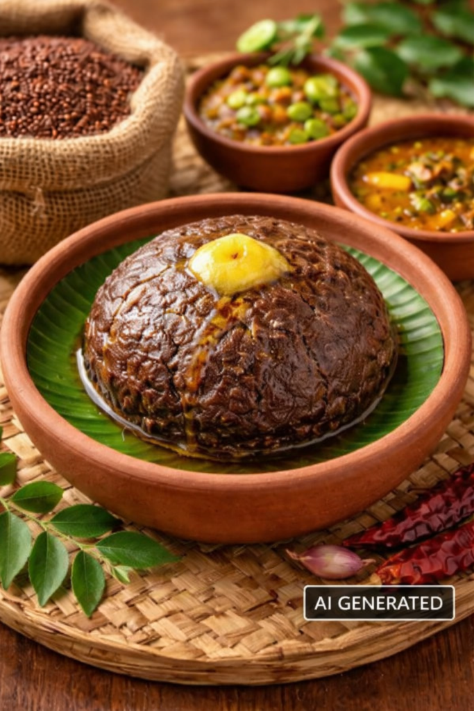 Ragi (finger millet) healthy food dish served in a bowl, rich in fiber, calcium, and nutrients