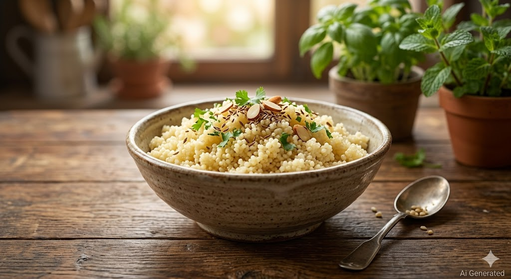 Traditional millet meal served on a plate with healthy grains and nutritious ingredients