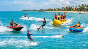 Nigombo Jet ski, water skiing, wakeboarding, banana boat and tube ride on the calm waters of Negombo Lagoon, Sri Lanka