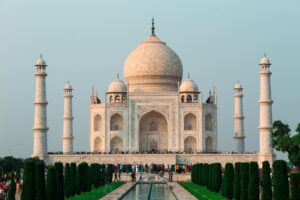 The Taj Mahal in Agra under a travel clear sky