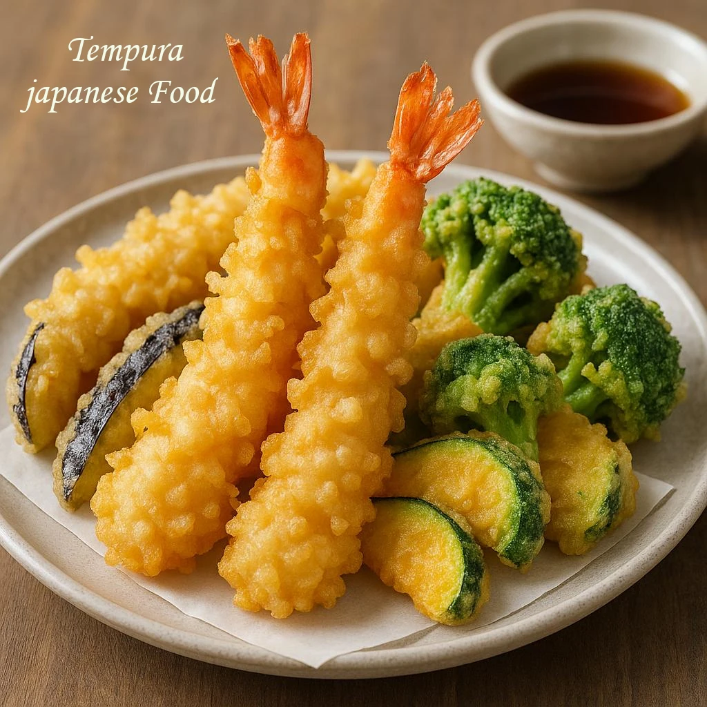 Traditional Japanese tempura with shrimp and vegetables