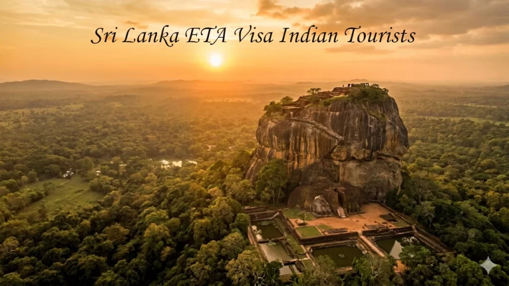 Aerial sunset view of Sigiriya Rock Fortress surrounded by jungle — a top destination for Indian tourists who apply for a Sri Lanka Visa ETA
