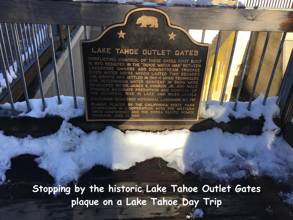 Lake Tahoe day trip – historic Lake Tahoe gates plaque