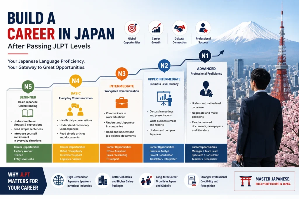 JLPT levels chart N5 to N1 in a JLPT roadmap self-learning plan
