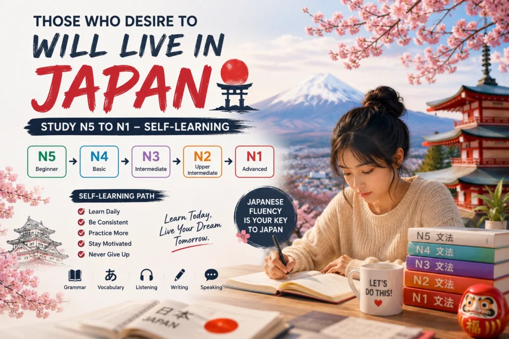 JLPT roadmap self-learning path from N1 to N5 levels