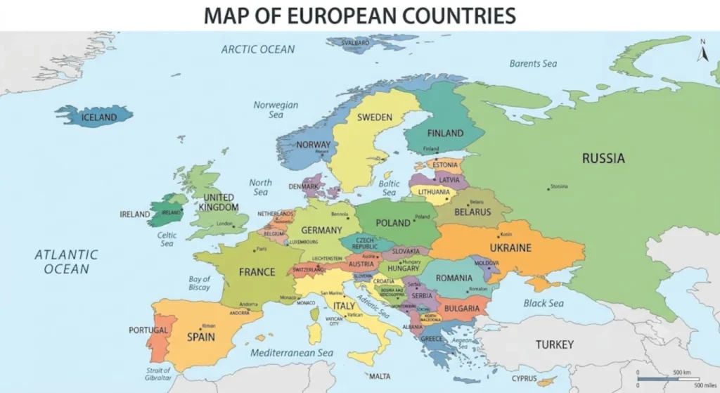 Map of Schengen Countries in Europe 2026 showing member nations for Indian travelers planning a European trip