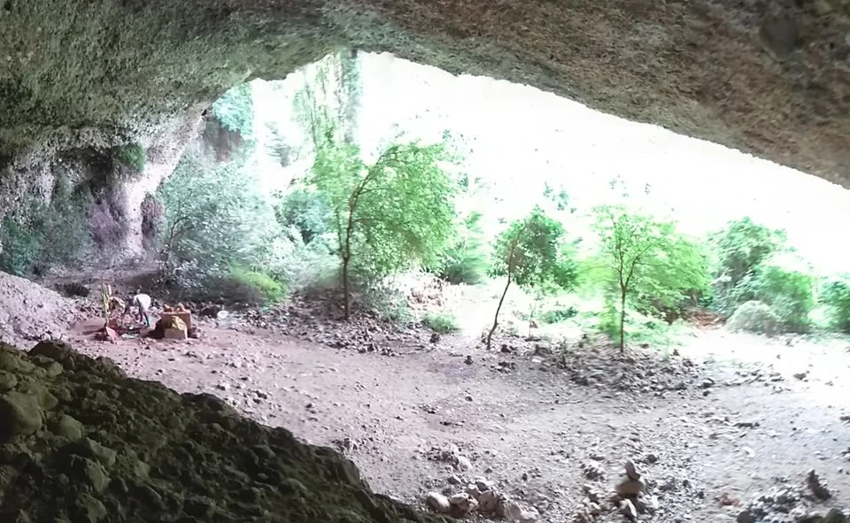 Gudiyam Caves in Tiruvallur showing a natural rock shelter surrounded by green forest