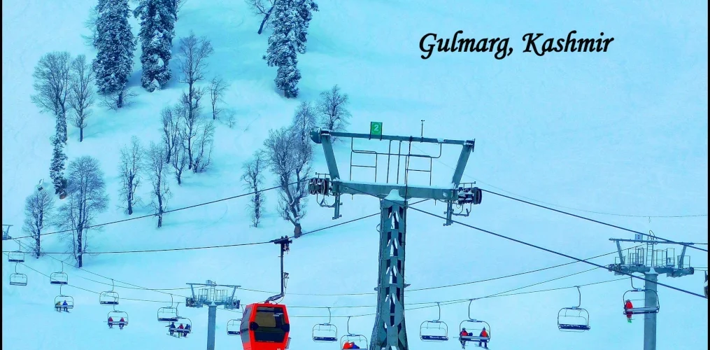 Kashmir Travel Guide 2026 Gulmarg Kashmir Gondola cable cars in a snowy mountain landscape