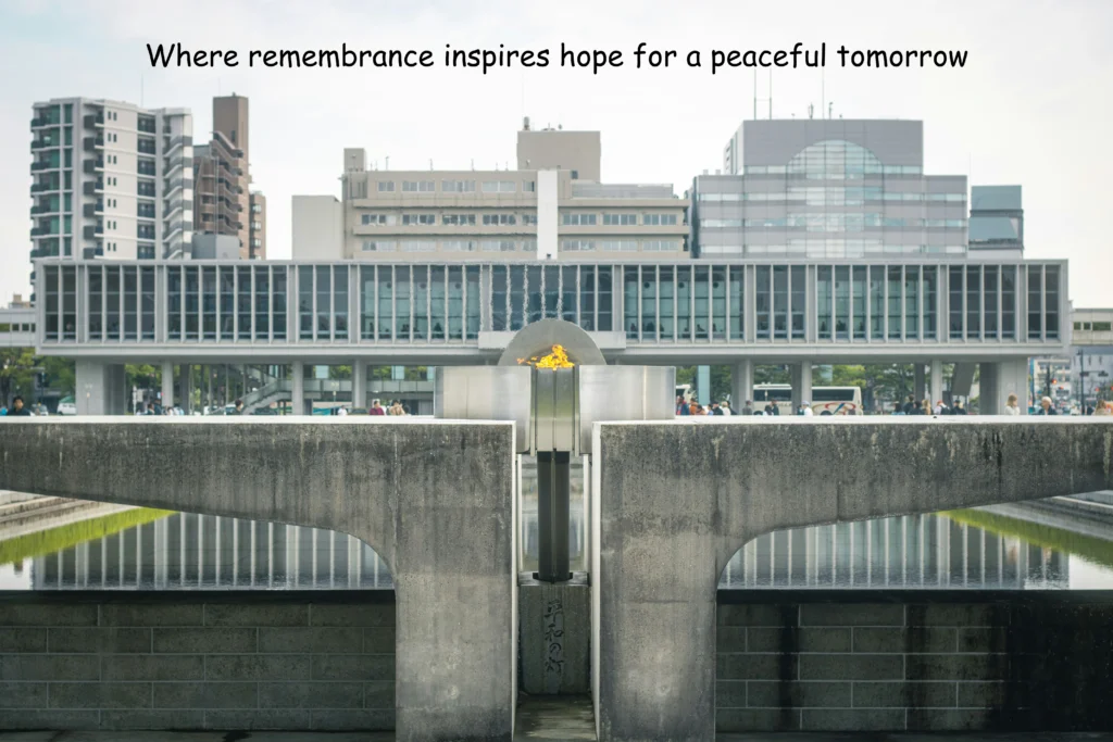 Peace flame in front of Hiroshima Peace Memorial Museum, Hiroshima travel guide