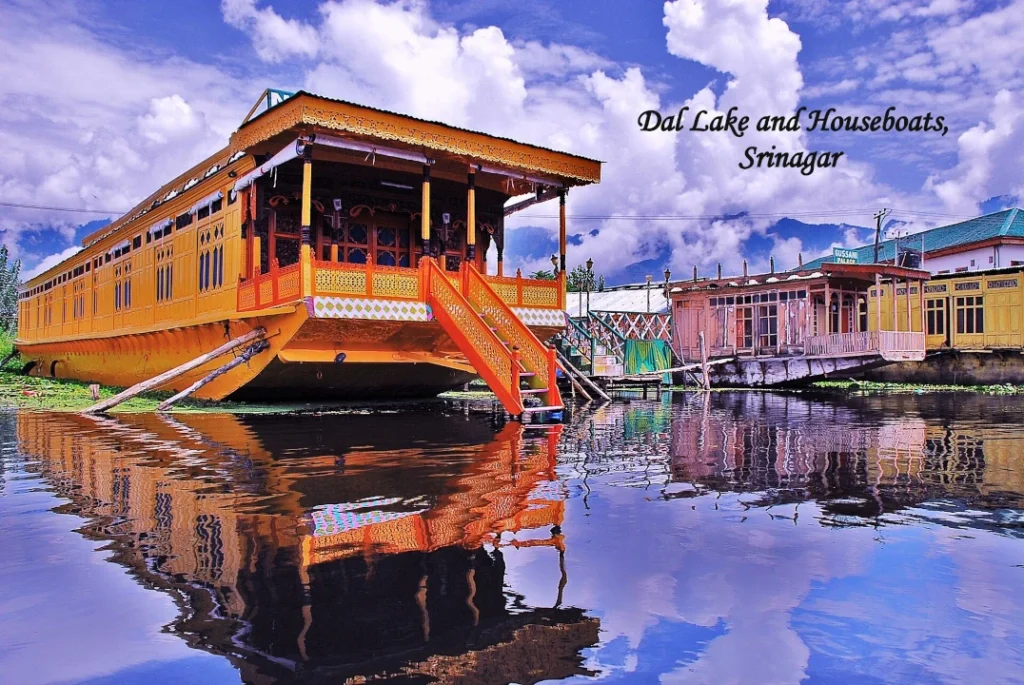 Traditional houseboat on Dal Lake in Srinagar Kashmir