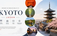 Kyoto tourist places — thousand torii gates and golden pavilion in Japan