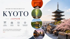 Kyoto tourist places — thousand torii gates and golden pavilion in Japan