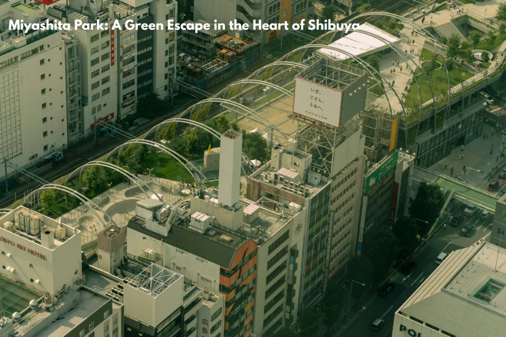 Aerial view of Miyashita Park in Shibuya