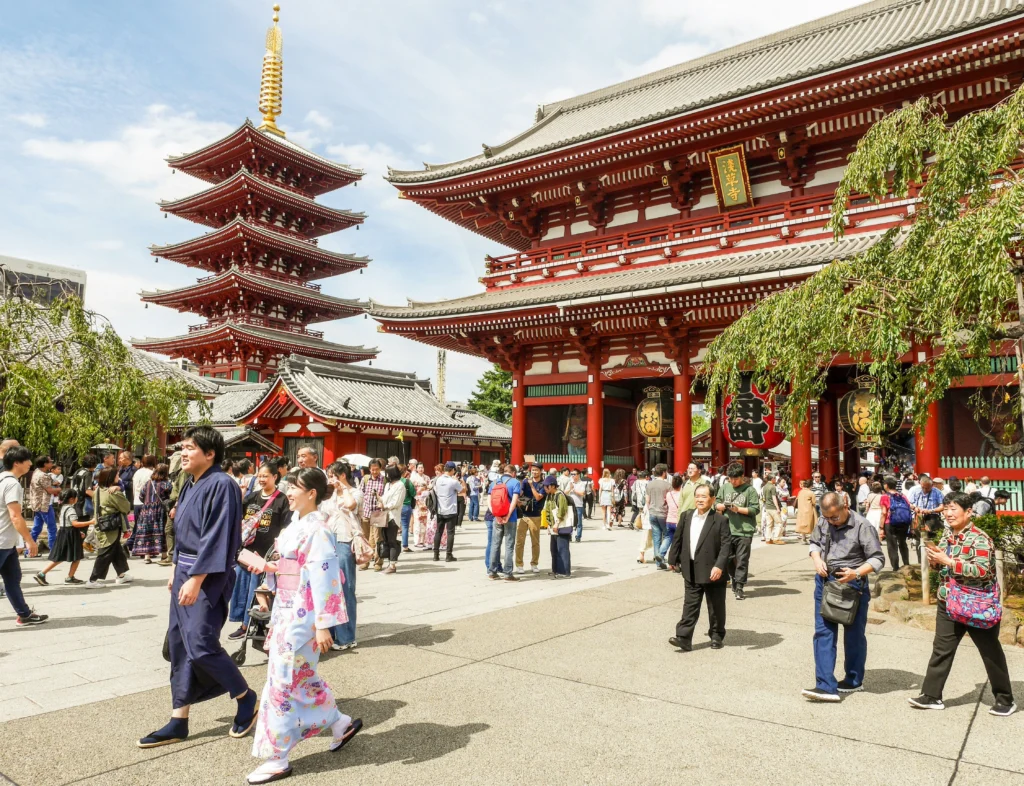 Five-story pagoda and Hozomon Gate at Senso-ji Temple, Asakusa, Tokyo