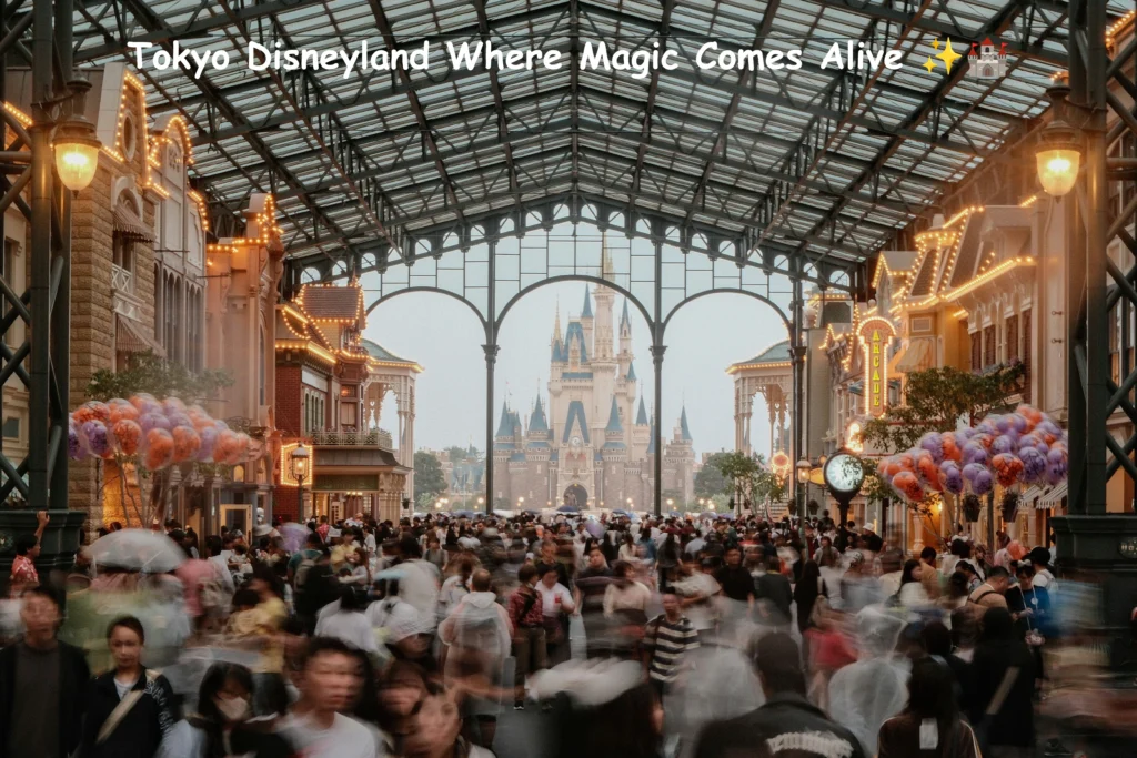 Tokyo Disneyland Main Street view leading to Cinderella Castle