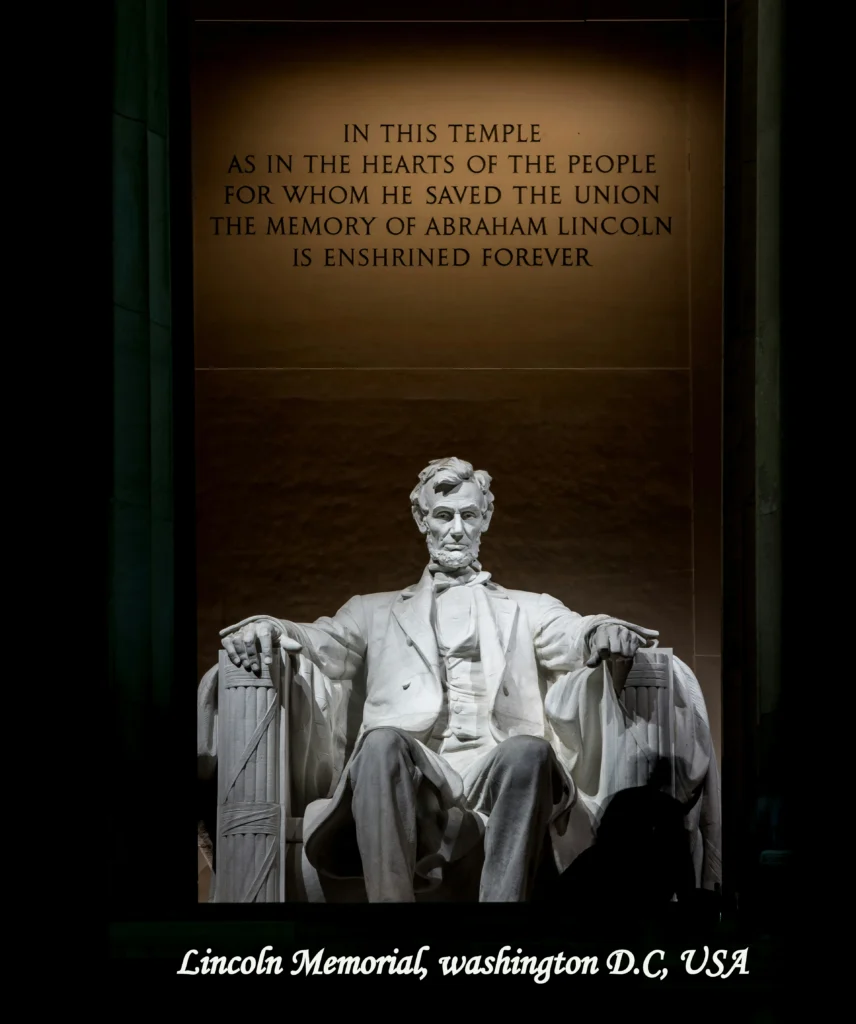 Washington D.C 2026 Abraham Lincoln statue inside the Lincoln Memorial in Washington, D.C.
