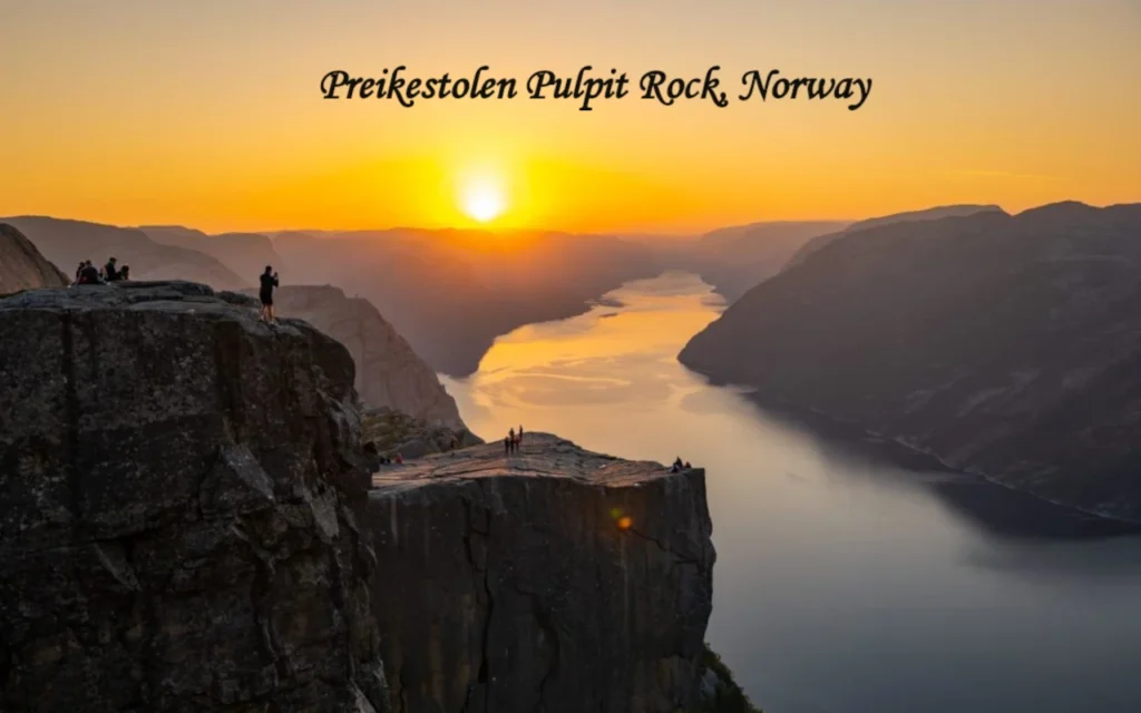 Preikestolen Pulpit Rock overlooking Lysefjord in Norway