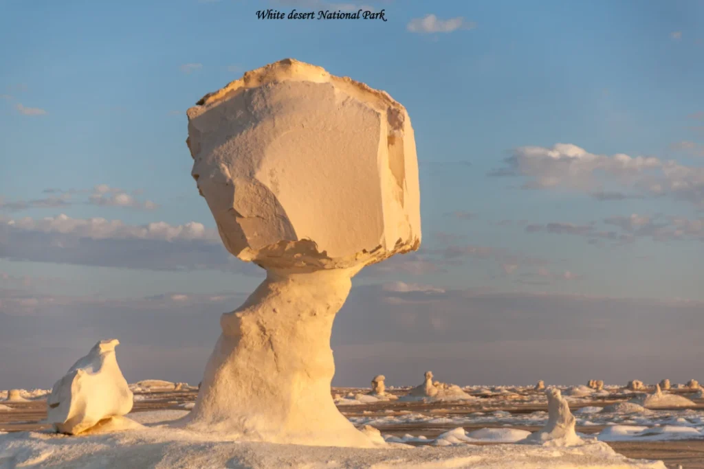White Desert National Park in Egypt, famous for its white chalk rock formations and desert landscapes